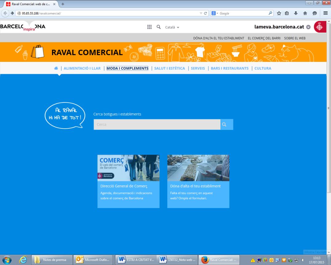 Web per a la promoció del comerç del Raval